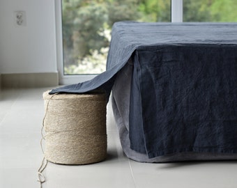 LINEN SKIRT CUSTOM bed skirt / linen bed skirt / Tailored linen bedskirt. Queen size, king size linen bed valance / college dorm bed skirt
