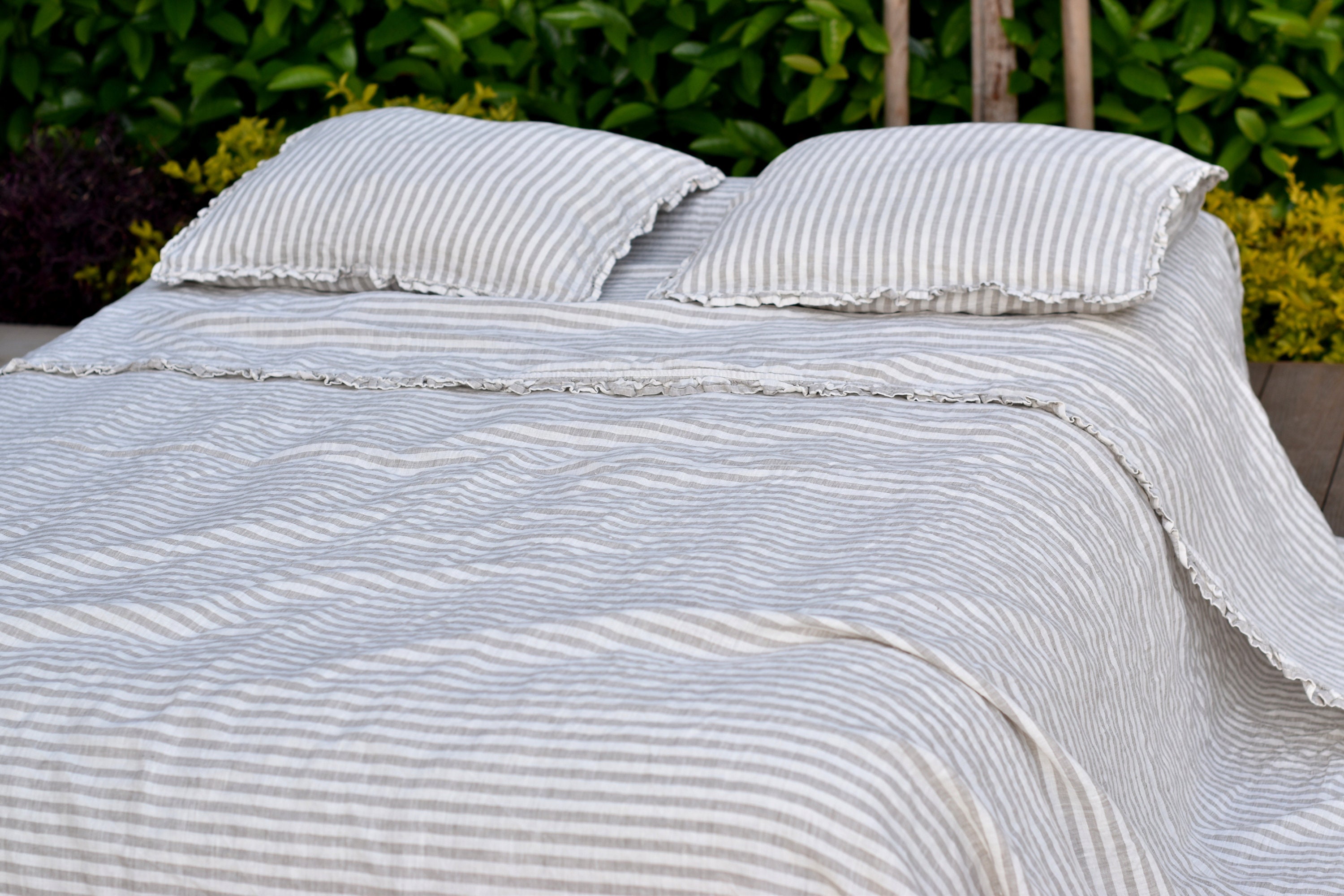 Linen FLAT SHEET With Ruffle Bed Sheet Linen Bedding FLAT Etsy