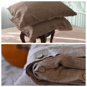 DUVET COVER set & pillow with envelope closures rose brown color Stone Washed Seamless full king quilt linen duvet cover king Full