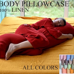 LINEN BODY pillow case / Stonewashed body pillow case / Softened linen bedding / Pre washed linen pillowcase / body sizes / body organic