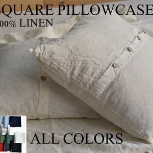 Linen SQUARE PILLOWCASE  Stonewashed square linen pillow Housewife Queen King Standard sizes body cover pillow cases linen