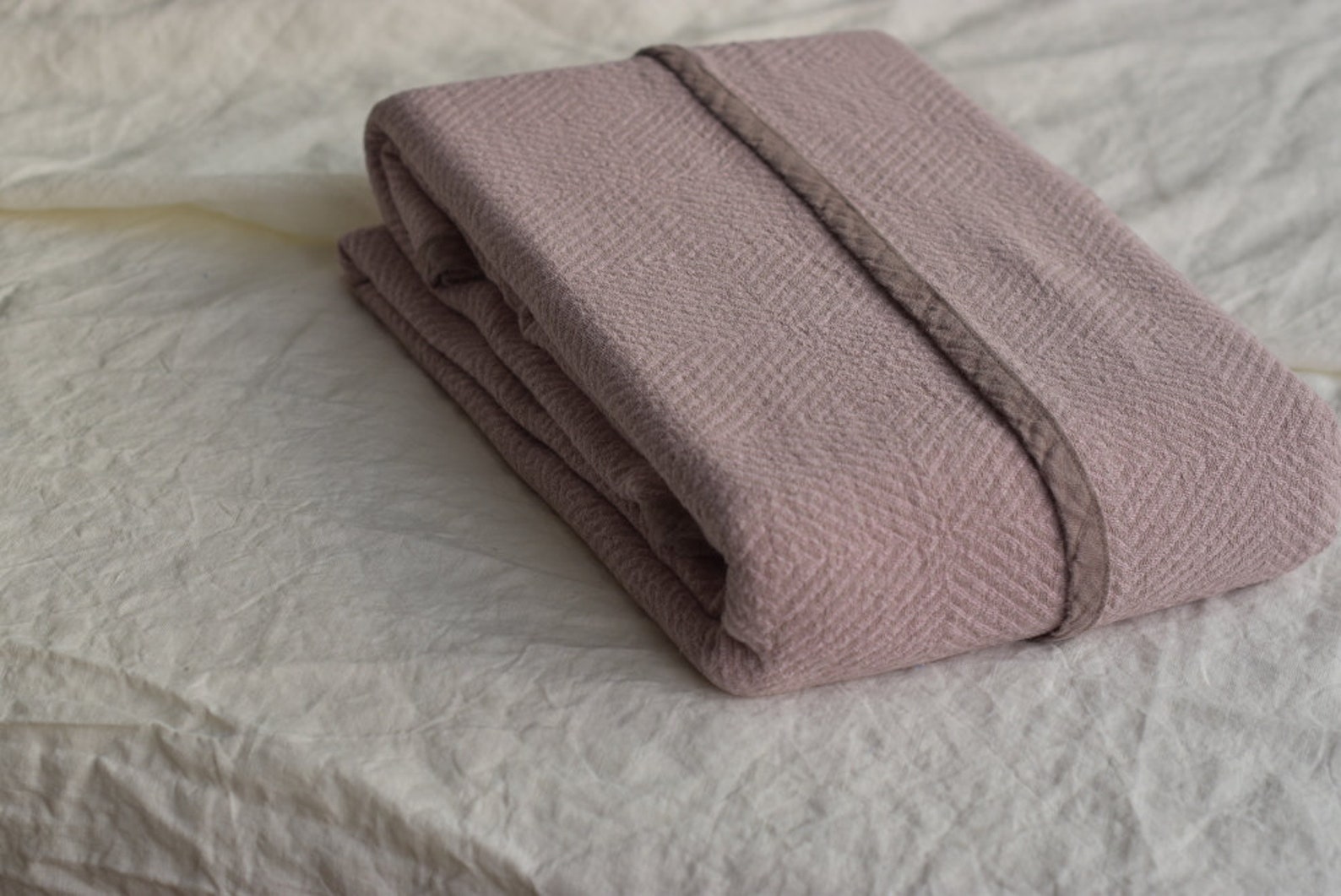 LINEN BLANKET in a Dusty Rose Color Plaid Linen Bed Blanket Etsy