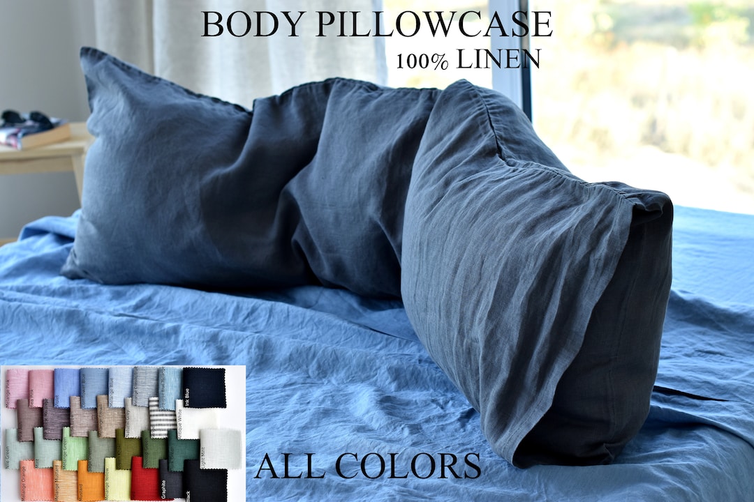 LINEN BODY Pillow Case / Stonewashed Body Pillow Case / Softened Linen