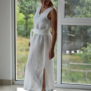 LINEN DRESS, cocktail dress, white dress, long dress, linen dress, maxi dress, wide dress, oversize dress, loose