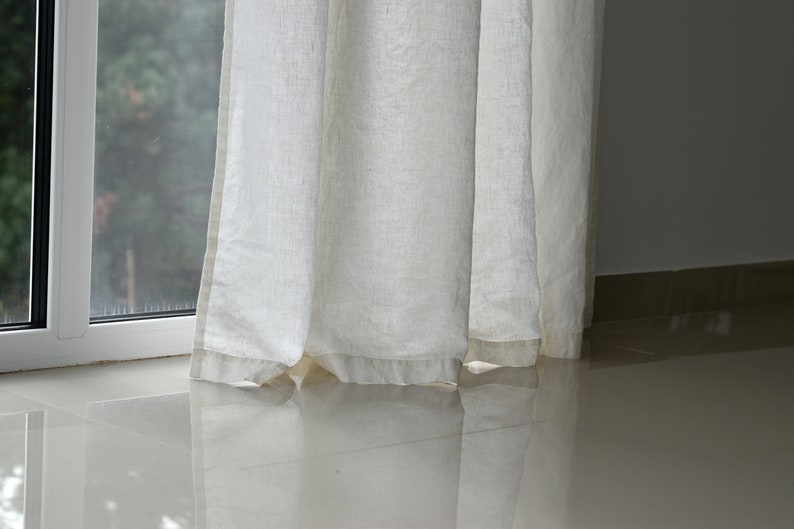 100% Organic Linen Curtain. Stonewashed Linen Window Panel. Linen curtains with open tab. Linen Curtain Panel. image 7