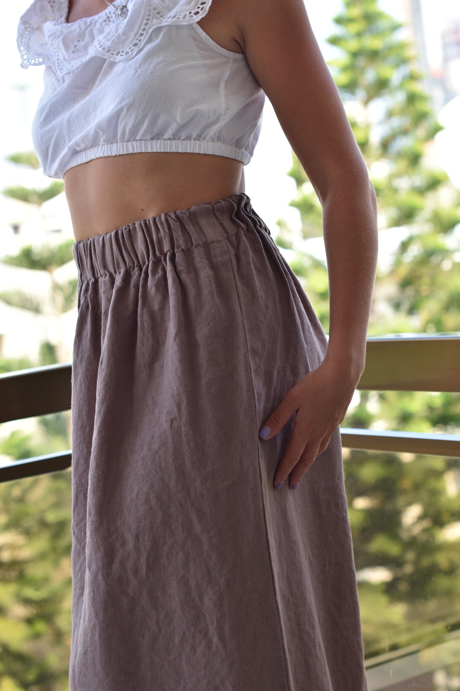 cut loose linen skirt