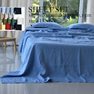 Linen SHEET SET / flax sheet set / sheet set queen king 100% linen / linen bedding sheet set/ linen shabby chic bedding / sheet linen