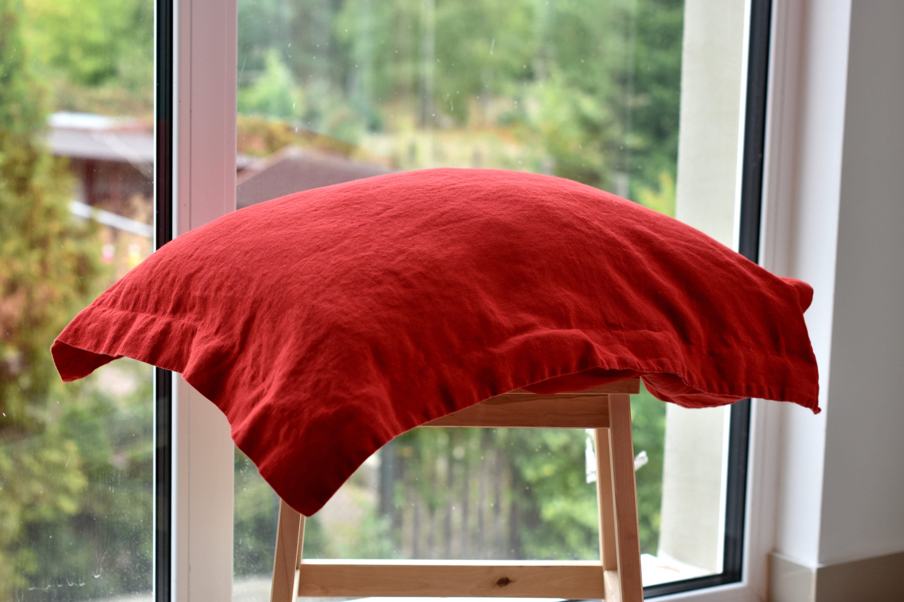 Linen SHEET SET / Red Linen Sheet Set / Bedding Set Queen King Etsy