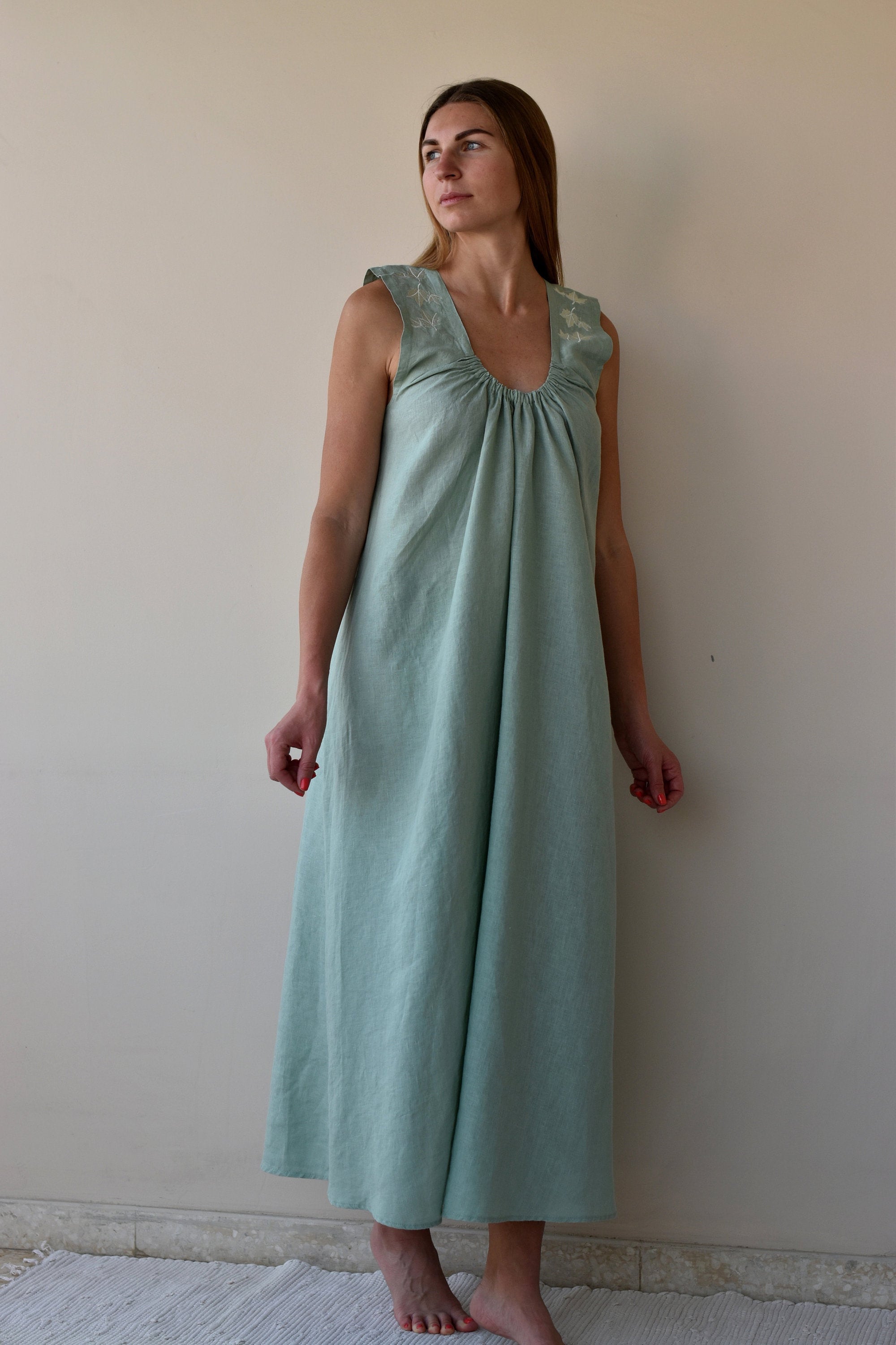 LINEN DRESS / Linen night dress / Linen nightgown / Slip linen dress / Linen long dress / Slip dress / Gift Christmas/  Women's Vintage