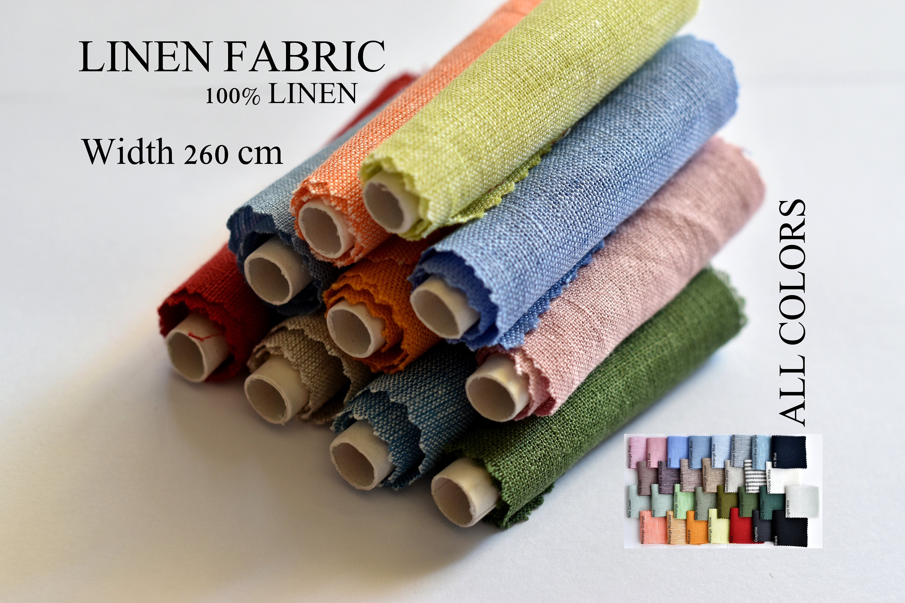 LINEN FABRIC 100% Linen Fabric 260 Cm +-170 Gsm, Organic Linen