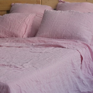 LINEN SHEET SET in a melange pink color Queen King Twin linen bedding set Luxury Eco rose linen bedding pink bed linen