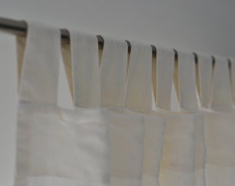 100% Organic Linen Curtain. Stonewashed Linen Window Panel. Linen curtains with open tab. Linen Curtain Panel.