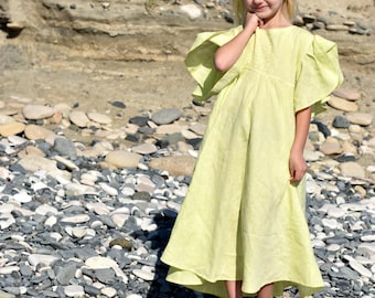 Girl linen dress / 45 colors / Yellow linen baby dress / more colors available / dress kids/ dress children