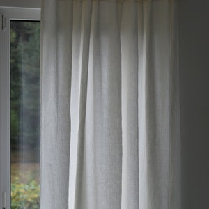 100% Organic Linen Curtain. Stonewashed Linen Window Panel. Linen curtains with open tab. Linen Curtain Panel. image 6