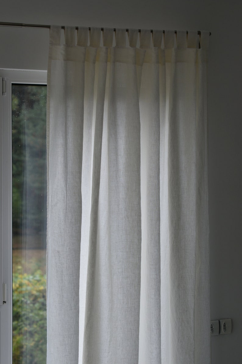 100% Organic Linen Curtain. Stonewashed Linen Window Panel. Linen curtains with open tab. Linen Curtain Panel. image 6