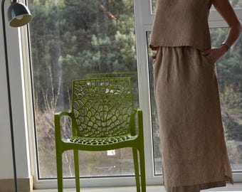 Linen skirt & top / linen set woman / linen skirt set linen top/ woman clothing / linen top woman linen clothing/ linen skirt maxi