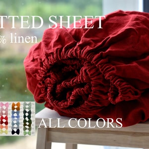 Linen bedding linen FITTED SHEET in Twin Full Double Queen King linen sheet 100% European Flax Natural Organic natural bedding
