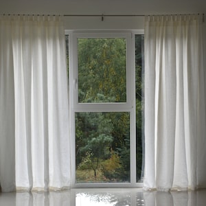 100% Organic Linen Curtain. Stonewashed Linen Window Panel. Linen curtains with open tab. Linen Curtain Panel. image 2