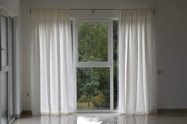 100% Organic Linen Curtain. Stonewashed Linen Window Panel. Linen curtains with open tab. Linen Curtain Panel. image 2