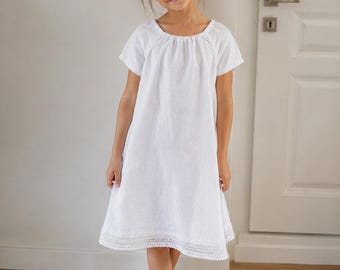 Girl linen dress with lace / linen baby dress / more colors available / dress kids/ dress children / gift for girl / dress linen girl