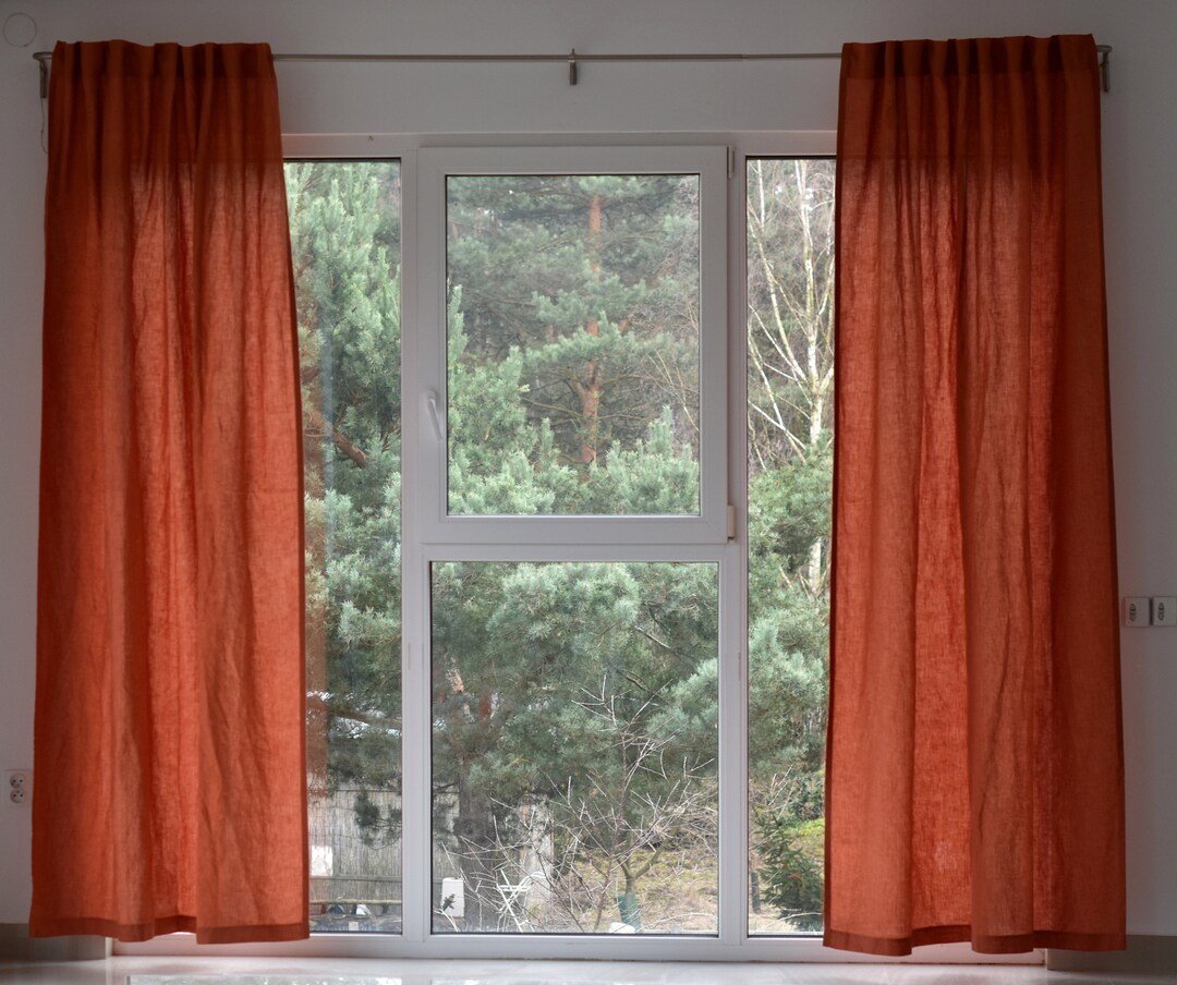 100% Organic Linen Curtain. Stonewashed Linen Window Panel. Linen ...