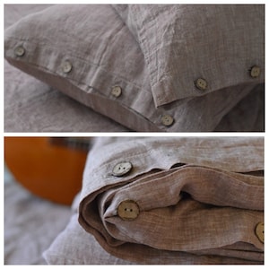 DUVET COVER set & pillow with button closure  rose brown color Stone Washed Seamless full king quilt linen duvet cover king Full