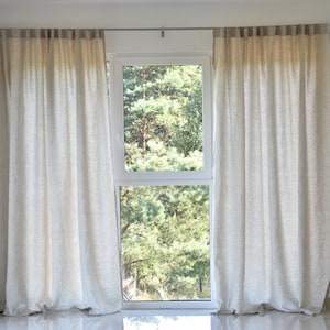 100% Organic Linen Curtain. Stonewashed Linen Window Panel. Linen curtains with hidden tab. Linen Curtain Panel.