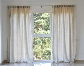 100% Organic Linen Curtain. Stonewashed Linen Window Panel. Linen curtains with hidden tab. Linen Curtain Panel.