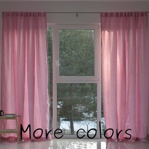100% Organic Linen Curtain. Stonewashed Linen Window Panel. Linen curtains with hidden tab. Linen Curtain Panel.