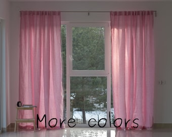 100% Organic Linen Curtain. Stonewashed Linen Window Panel. Linen curtains with hidden tab. Linen Curtain Panel.