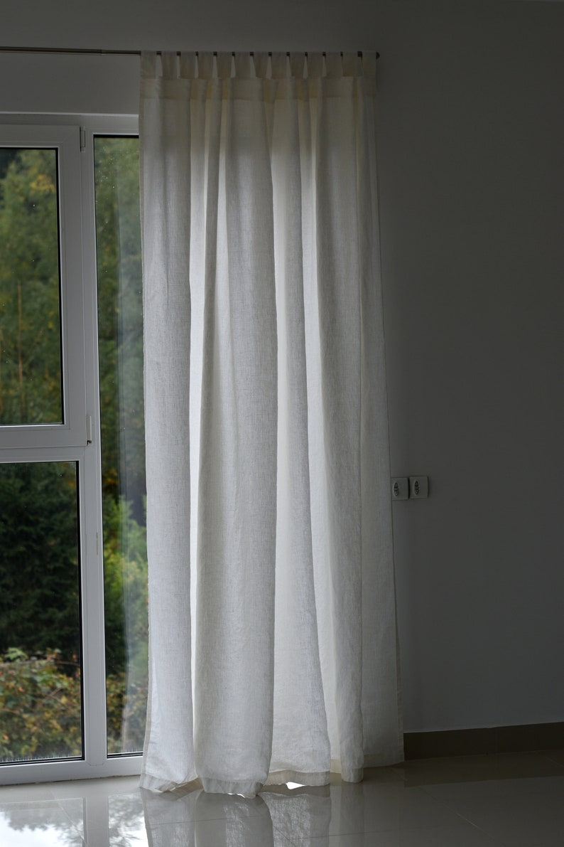 100% Organic Linen Curtain. Stonewashed Linen Window Panel. Linen curtains with open tab. Linen Curtain Panel. image 8