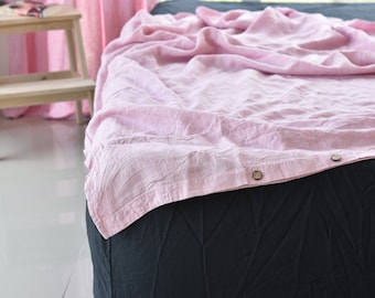 DUVET COVER set & pillow with button closure melange pink color Stone Washed Seamless full king quilt linen duvet cover king Full