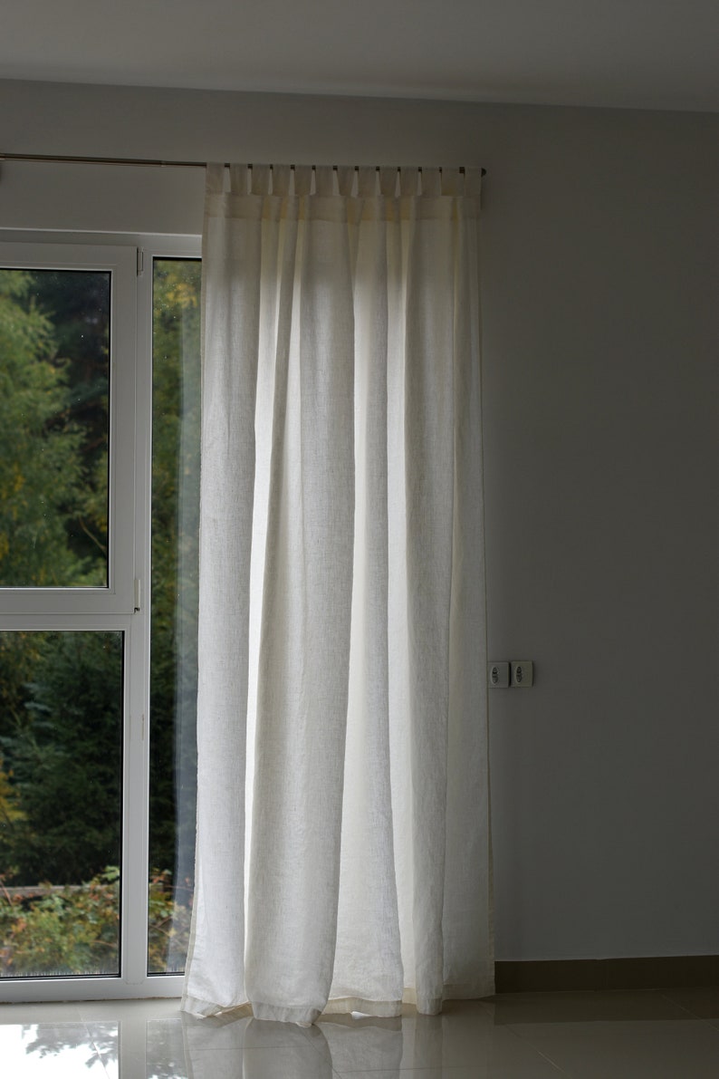 100% Organic Linen Curtain. Stonewashed Linen Window Panel. Linen curtains with open tab. Linen Curtain Panel. image 3