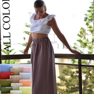 Long linen skirt / Flax linen skirt / Loose Linen skirt / Linen maxi skirt woman clothing / linen skirt Valentine&#39;s Day / Linen clothing