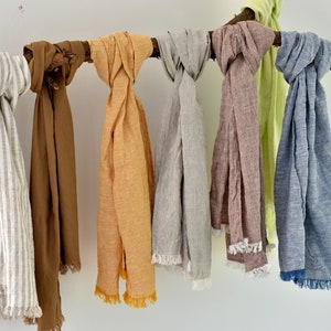 Ready To Ship, 100% Natural Soft LINEN SCARF, Linen scarves, unisex scarf, gift Christmas, present for Christmas, Scarf for Women & Men