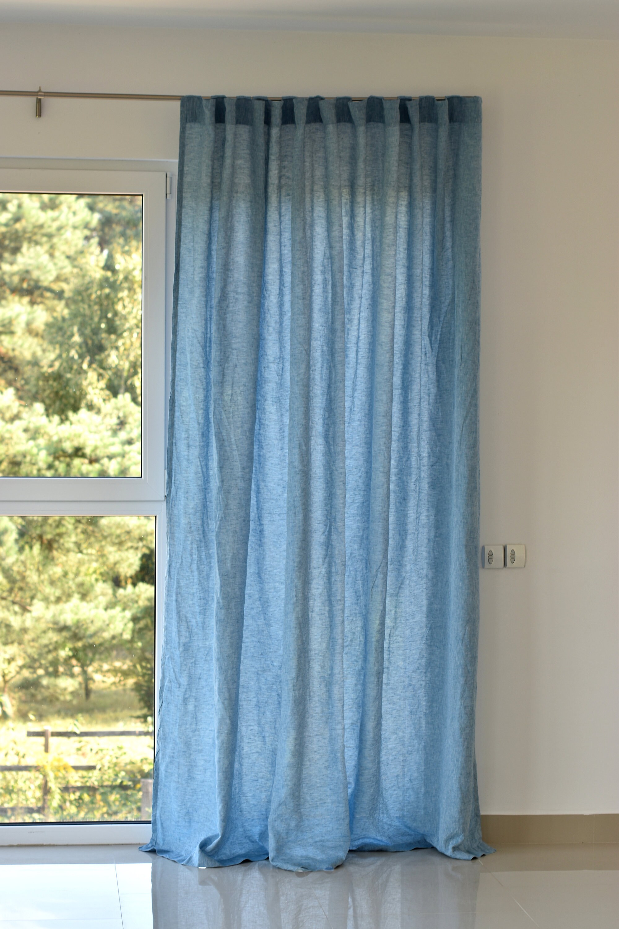 100% Organic Linen Curtain. Stonewashed Linen Window Panel. | Etsy
