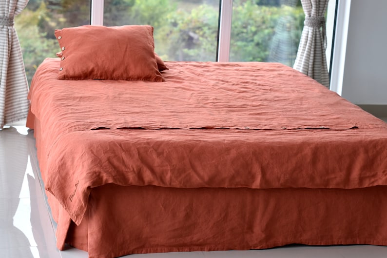Jupe de lit personnalisée jupe de lit / jupe de lit en lin jupe de lit / jupe de lit en lin sur mesure. Cantonnière de lit queen-size, très grand lit en lin image 8