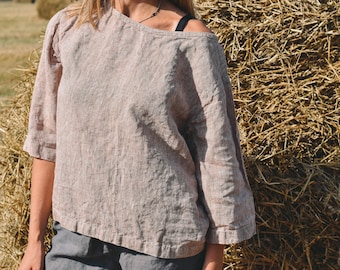 Linen TOP woman / linen shirt linen top/ linen set woman clothing / linen t-shirt woman linen clothing/ linen blouse Valentine's Day