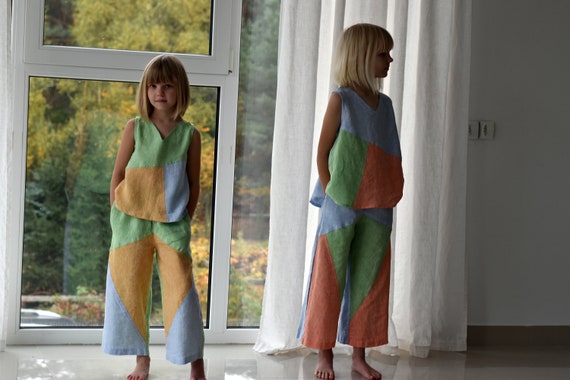 Linen PANTS & TOP for kids / set for girl /  natural clothing for kids / kids linen pants top / linen clothing for kids / gift for christmas