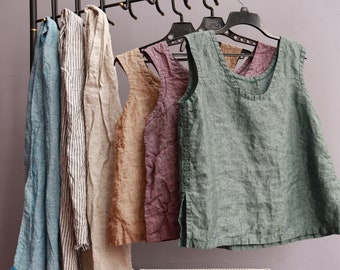 SIMPLE TOP, tank top, linen blouse, linen shirt, linen clothing, linen tank, linen tank top, linen crop top, linen shirt women, plus size