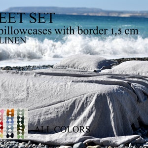 Linen SHEET SET / flax sheet set / sheet set queen king 100% linen / linen bedding sheet set/ linen shabby chic bedding / sheet linen