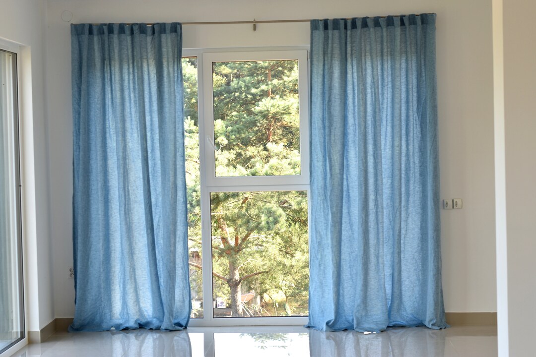 100% Organic Linen Curtain. Stonewashed Linen Window Panel. Linen ...