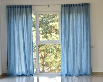 100% Organic Linen Curtain. Stonewashed Linen Window Panel. Linen curtains with hidden tab. Linen Curtain Panel.