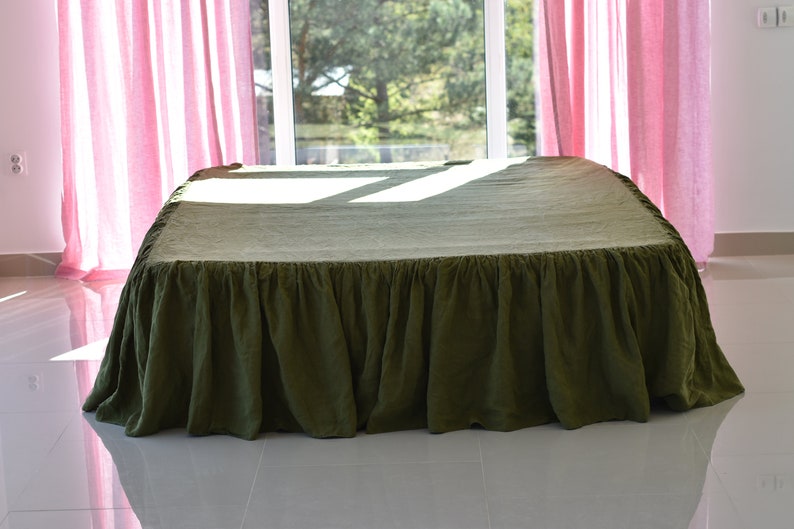 LINEN SKIRT CUSTOM Bed Skirt Bedskirt Queen Bed Linen Bedskirt Etsy