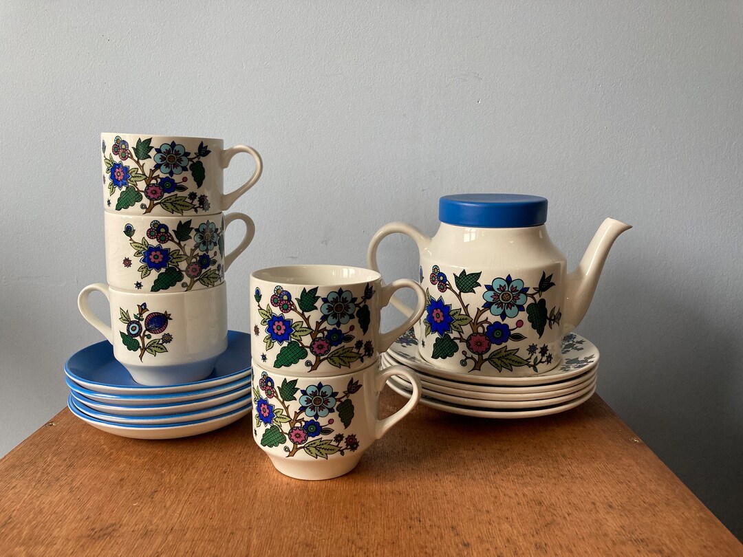 Alpine Tea Set Vintage Midwinter Blue Alpine Teapot Cups Saucers Plates - Etsy