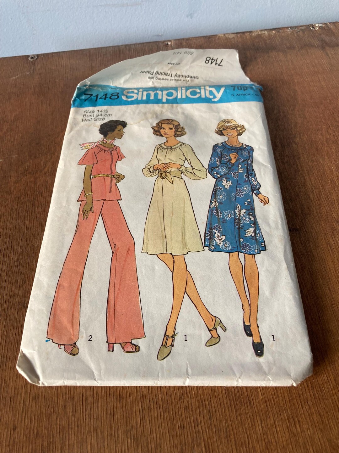 Vintage Simplicity Paper Sewing Pattern No 7148 Size 14 1/2 Bust 94cm ...