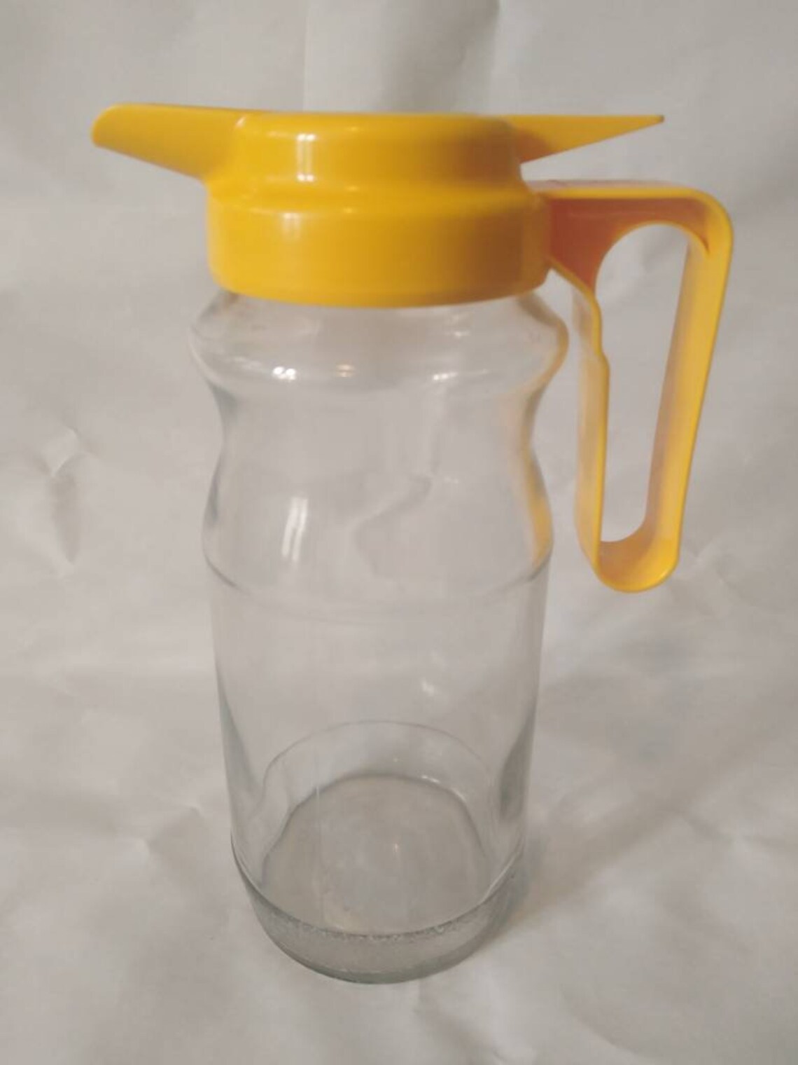 Vintage Sunquick glass juice jug with yellow plastic handle Etsy
