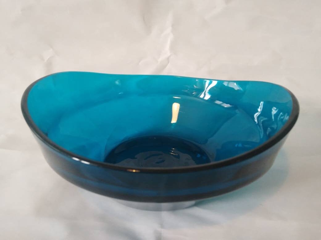 Vintage turquoise glass bowl circa 1960s FREE UK DELIVERY Etsy