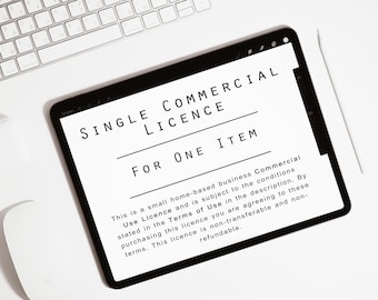 For Digital Downloads- Single Commercial Use Licence (one item, up to 500 sales)