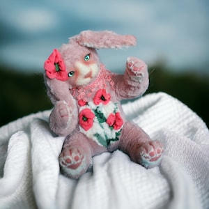 Plush bunny, collectible, handmade toy, ooak, artist made bunny